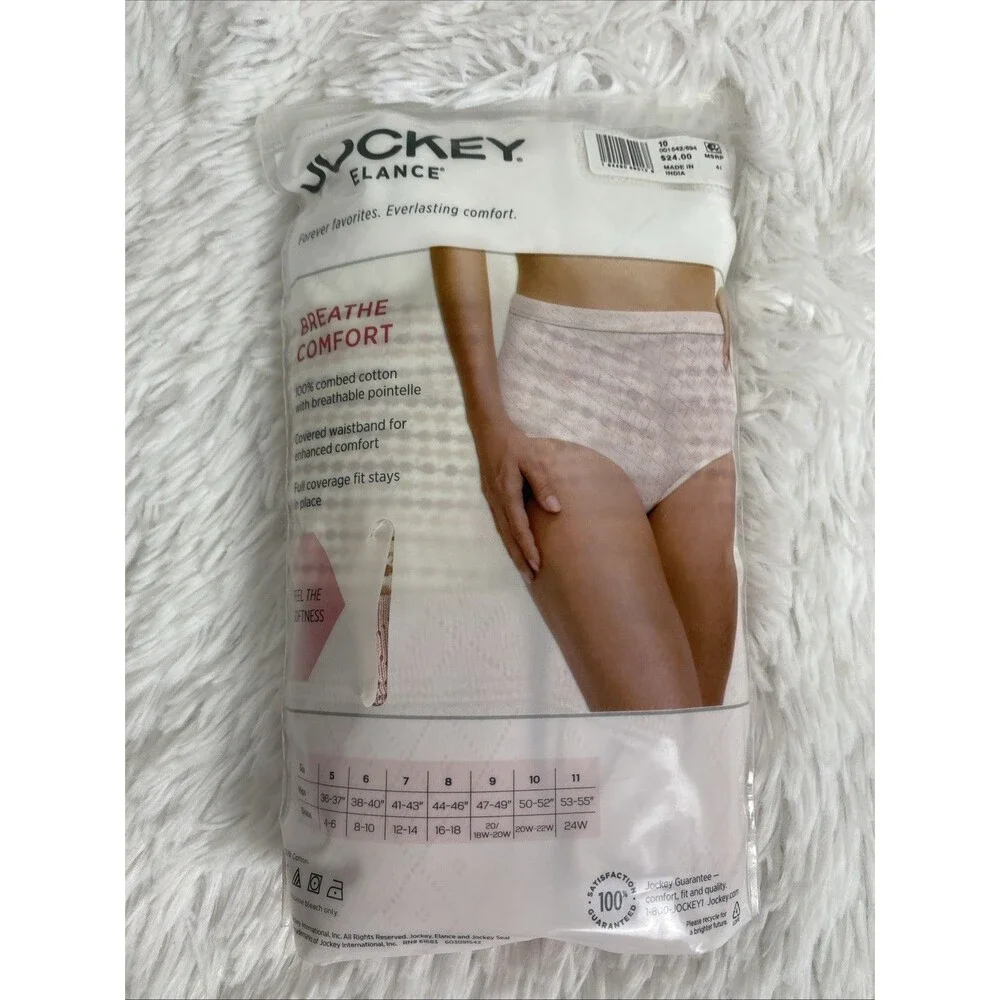 Jockey Elance Briefs Panties Women's 100% Cotton Pointelle Breathe 3 Pack Pink - Picture 5 of 10